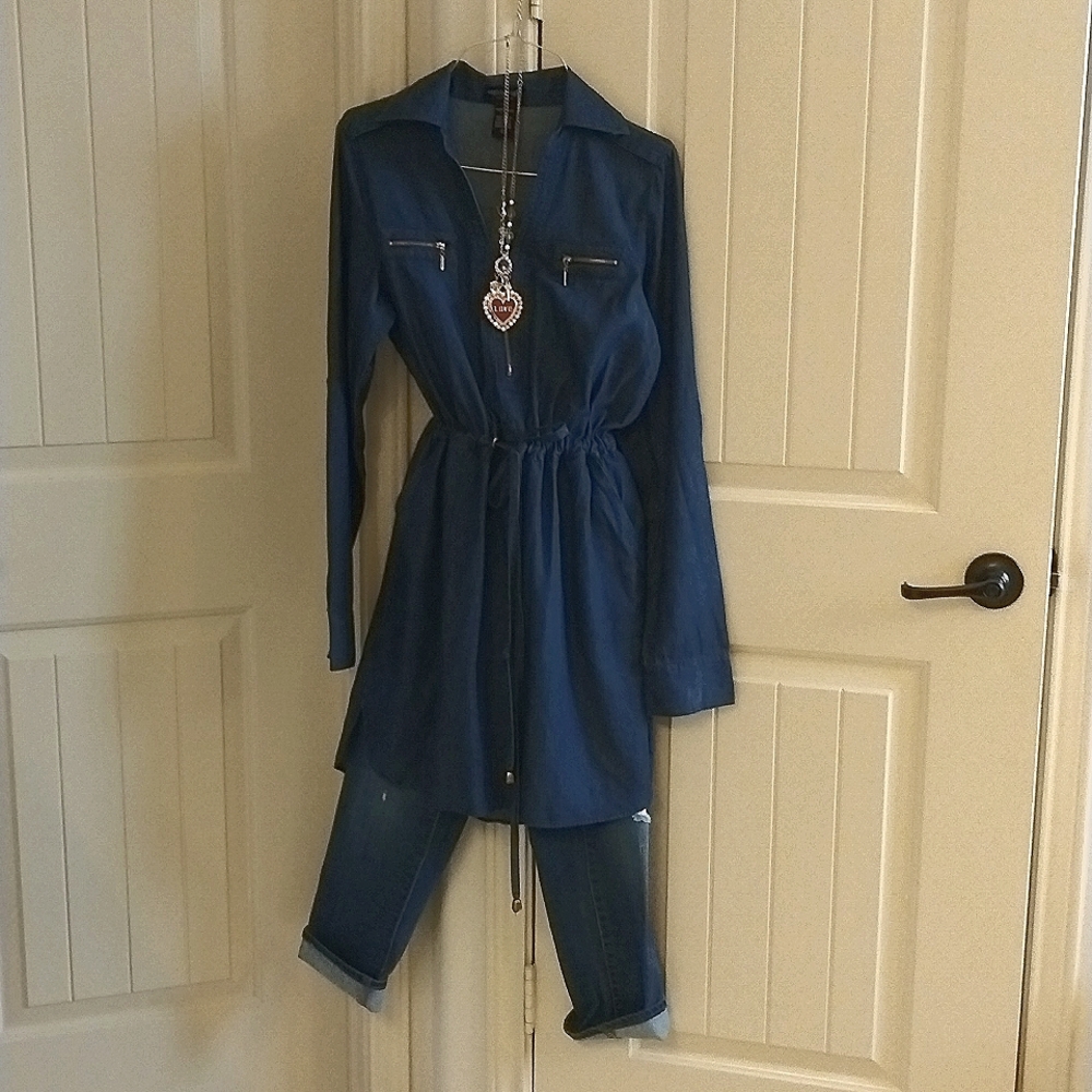 A capsule' 2 piece dark blue jean ensemble ,  very lightly worn